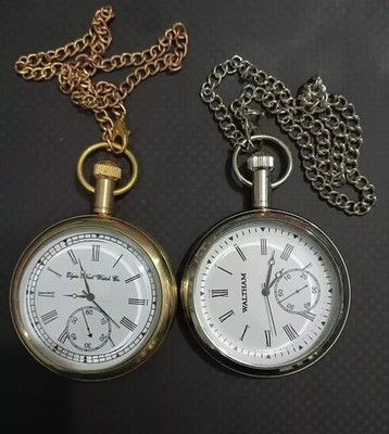 Set aus 2 antiken Elgin Taschenuhren   Messing   Vintage Sammler-Geschenk
