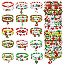 30 pcs Festive Bracelets Set Colorful Friendship Adjustable Clay Bead Bracelets