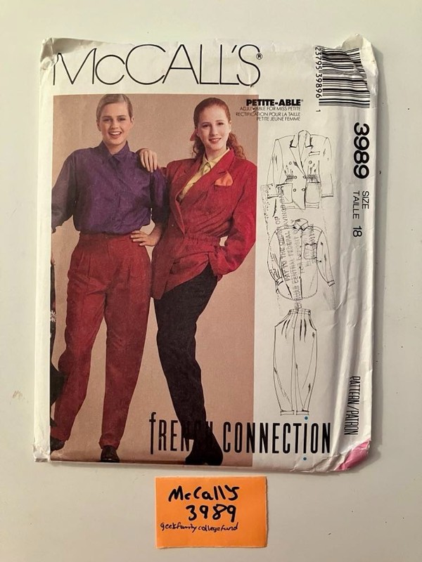 McCall’s 3989 Misses Jacket, Shirt, & Pants Size 18 Uncut