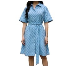 Kate Spade Blue Floral Embroidered Cotton Button Shirt Dress Sz S Spring Summer