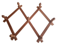 Vintage Expandable Wooden Accordion Wall Rack 7-Peg Coat, Hat, Mug Hanger