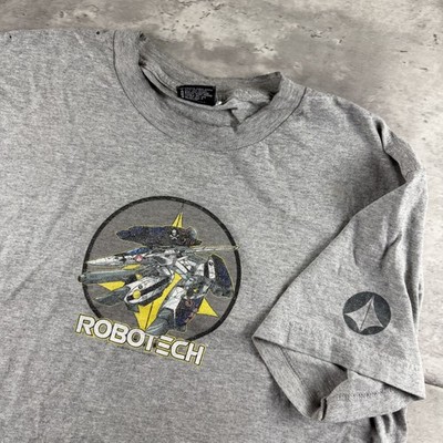 Robotech VF-1S Valkyrie Anime Men's Grey T-Shirt Size XL Vintage ODM Tag