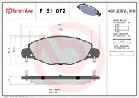 Bremsbelagsatz Scheibenbremse Prime Brembo P 61 072 FüR CitroËN C5 2 Break 1 Hdi