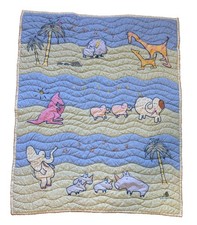 VTG Carter's John Lennon Animal Musical Parade Crib Baby Blanket Quilt Y2K