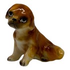 Vintage Porcelain Pekingese Dog Peke Figurine Sitting Brown Sad 2”