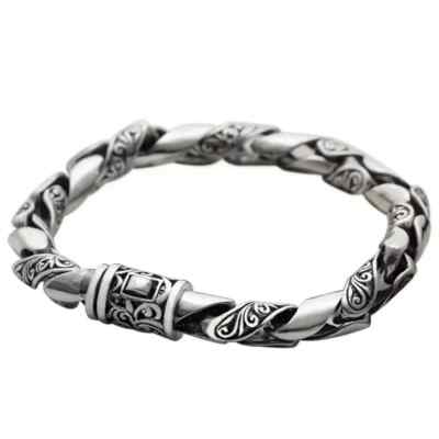 S925 Silver Simple Dominant Male Classic Popular Bolt Chain Handmade Bracelet D