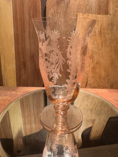 Tiffin Pink Persian Pheasant mid-size footed Water/Iced Teas - Set of Two - Picture 2 of 6