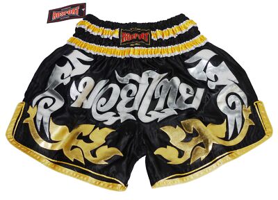 Muay Thai Shorts ROSPORT Professional Short Hose Thaiboxhose schwarz gold silber
