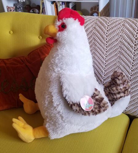 New w Tags Large White Stuffed Plush Rooster Country Chicken Fair Animal Bird - Picture 1 of 7