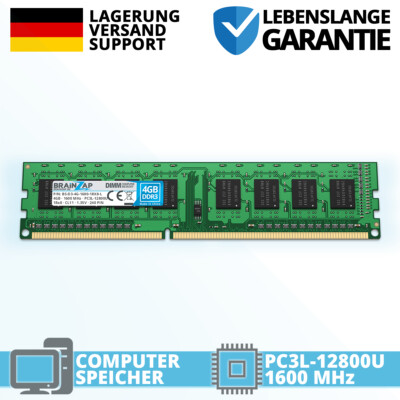 4GB DDR3 RAM DIMM UDIMM - PC3L-12800U 1Rx8 - 1600 MHz 1.35V Arbeitsspeicher NEU