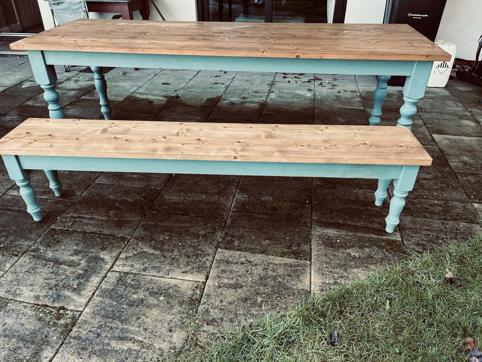 kitchen table and bench set used