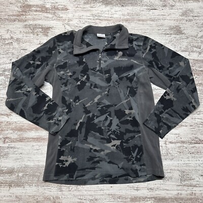 Columbia Jacket Mens Small Gray Camo 1/4 Zip Fleece Outdoor - Main Image