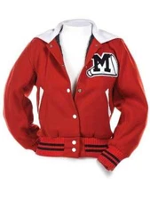 Women Glee Cheerios Cheerleading Red Wool Varsity Hooded Jacket