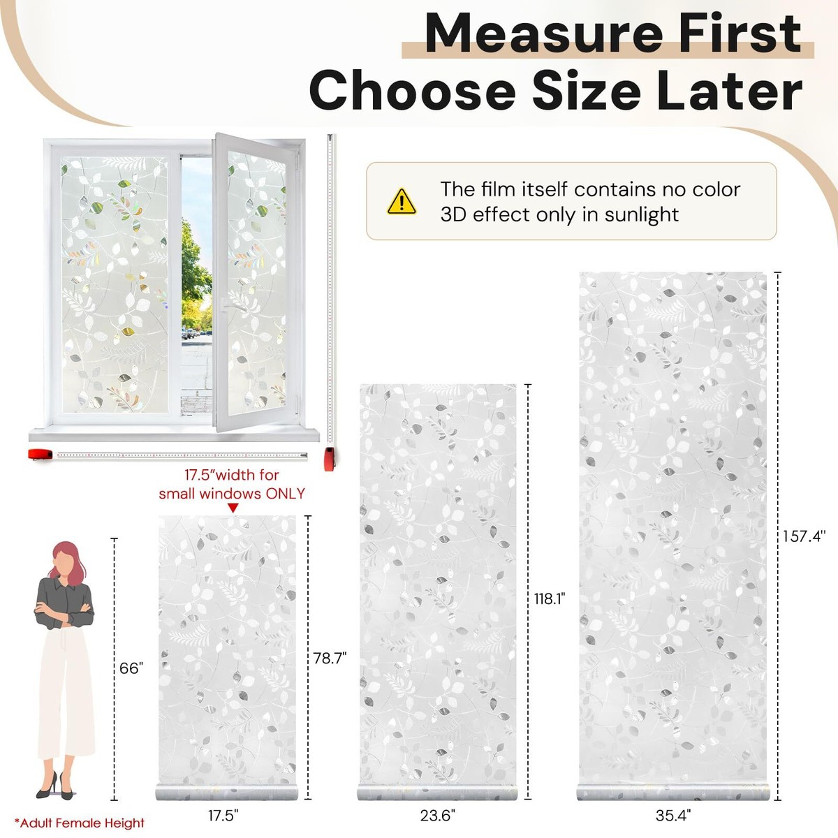 rabbitgoo Window Privacy Film Frosted Sticker Autumn Leaf