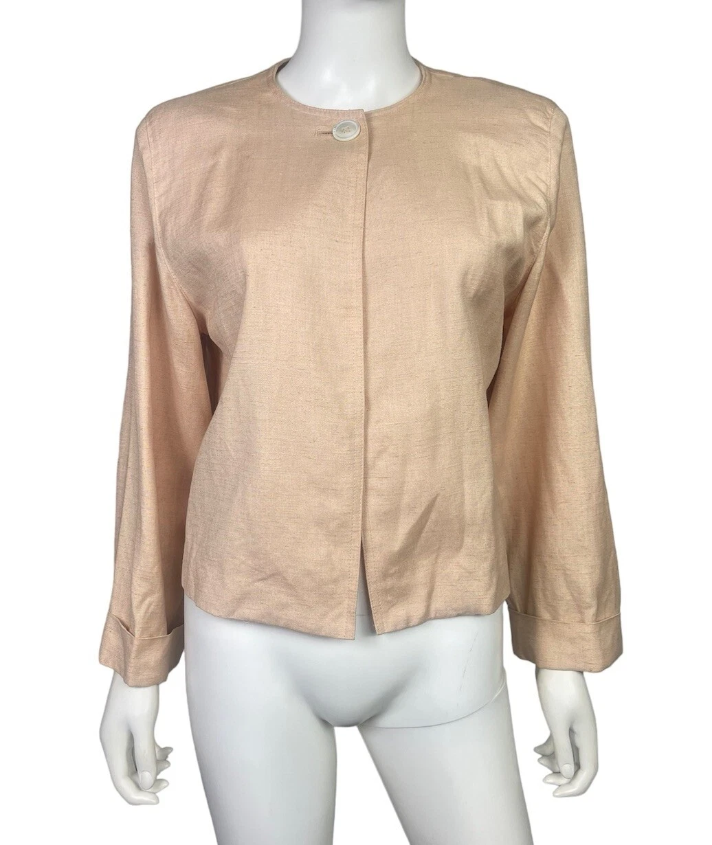 Giacca Blazer Christian Dior Vintage anni '80 donna 10 luci lino rosa a pieghe ottime condizioni