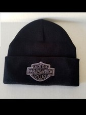 Cuff Beanie Harley-Davidson Embroidered Elongated Bar  Shield Knit Cap