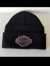 Cuff Beanie Harley-Davidson Embroidered Elongated Bar & Shield Knit Cap