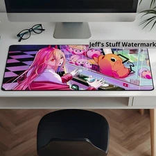Cute Pochita Power Large Desk Mat Chainsaw Man Anime Keyboard Laptop Mouse Pad