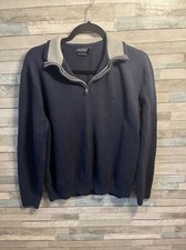 Men  s nautica 1/4 zip sweater pima cotton navy blue size Large