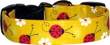 Yellow Ladybugs  Daisies Custom Handmade Dog Collar