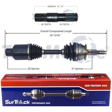 SurTrack Set of Front Driver Left CV Axle & Intermediate Shafts For Dodge 4WD