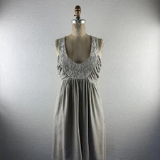 Anthropologie l 6 Molly New York Classic Linen Crochet Lace Empire Halter Dress