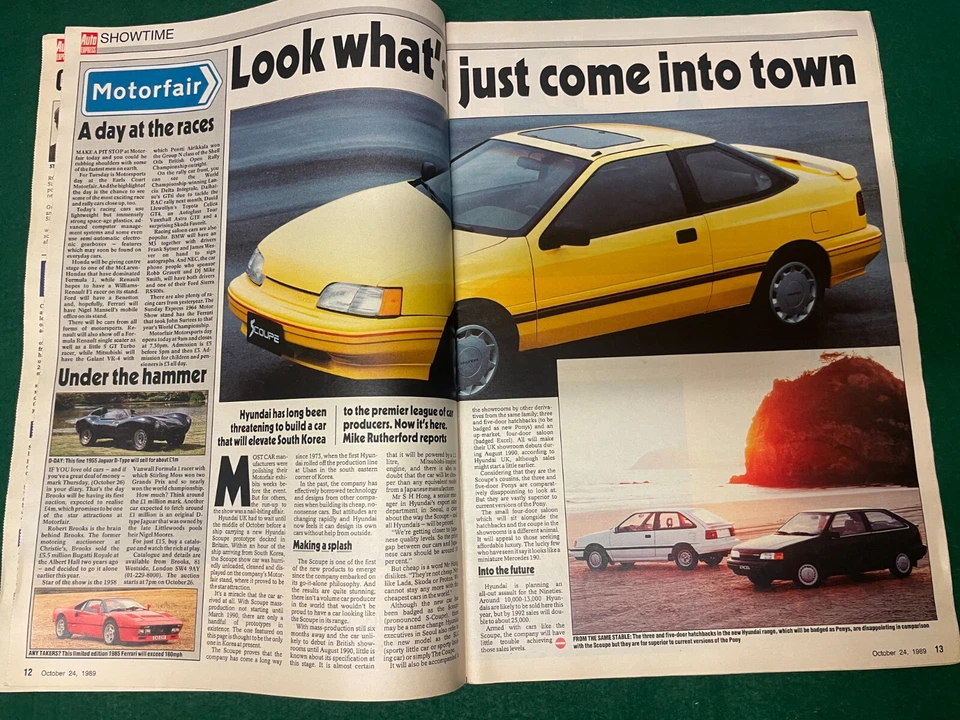 AUTO EXPRESS OCT 1989 CAVALIER GSI FIAT UNO HYUNDIA S COUPE NEW ELAN FROGEYE SPR - Image 3 of 3