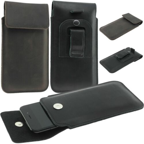 MAGNETIC FLAP CASE MADE OF GENUINE LEATHER WAIST POUCH COVER WITH CLIP FOR PHONE - Afbeelding 1 van 12