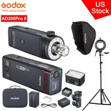 US Godox AD200ProII 2.4G TTL HSS Outdoor Flash+S2+60x60cm Grid Softbox Stand Kit