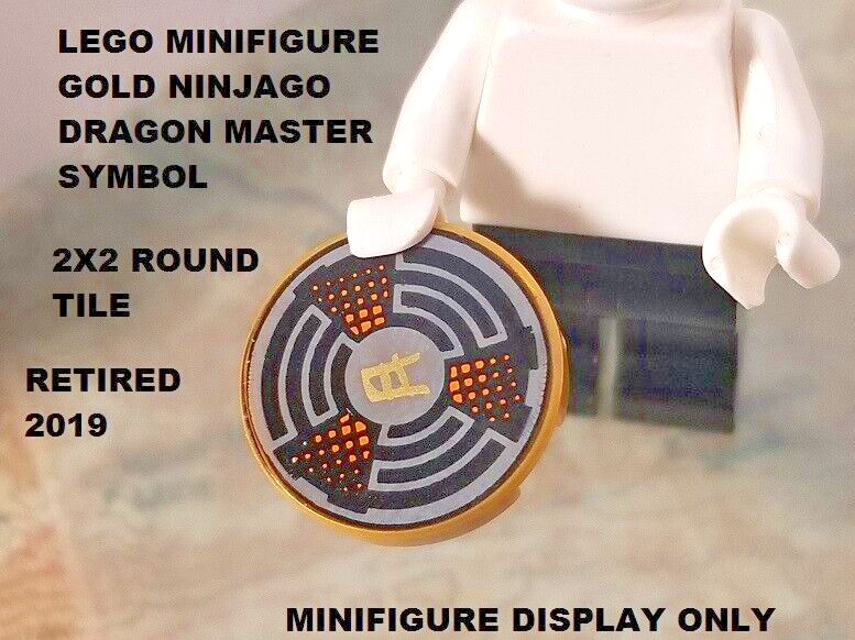 LEGO Ninjago Gold Logo 2x2 Tile Round Ninja Minifigure Dragon