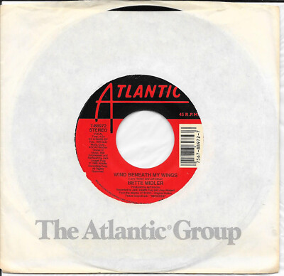 Bette Midler Wind Beneath My Wings #1 on Billboard hot 100 in 1989 45 rpm record