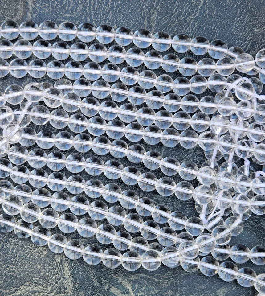 🔥Cuentas de cuarzo transparentes 1-3 hebras piedra real redonda lisa 6 mm 8 mm 10 mm 12 mm Foto 4 de 4