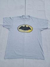 Vintage 80s Batman Logo Print Screen Stars Tag Single Stitch Heather Gray