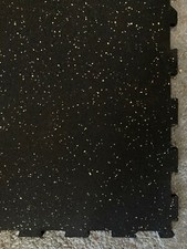 Classic Rubber Gym Mat 1mx1mx17mm  WHITE AND BLACK INTERLOCKING 