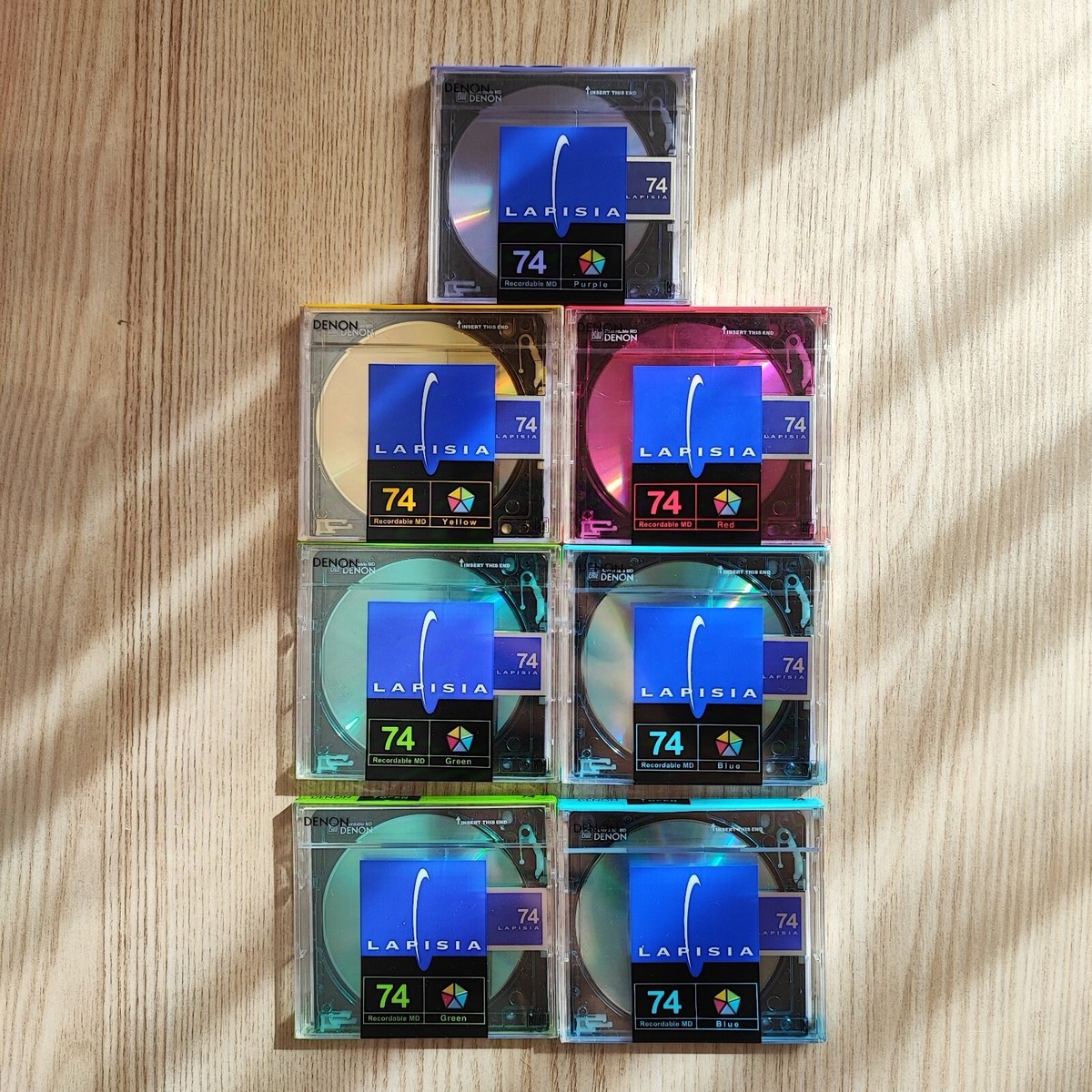 Set-7 DENON Mini Disc LAPISIA 74-min CMD-74L Sealed Color Mix from