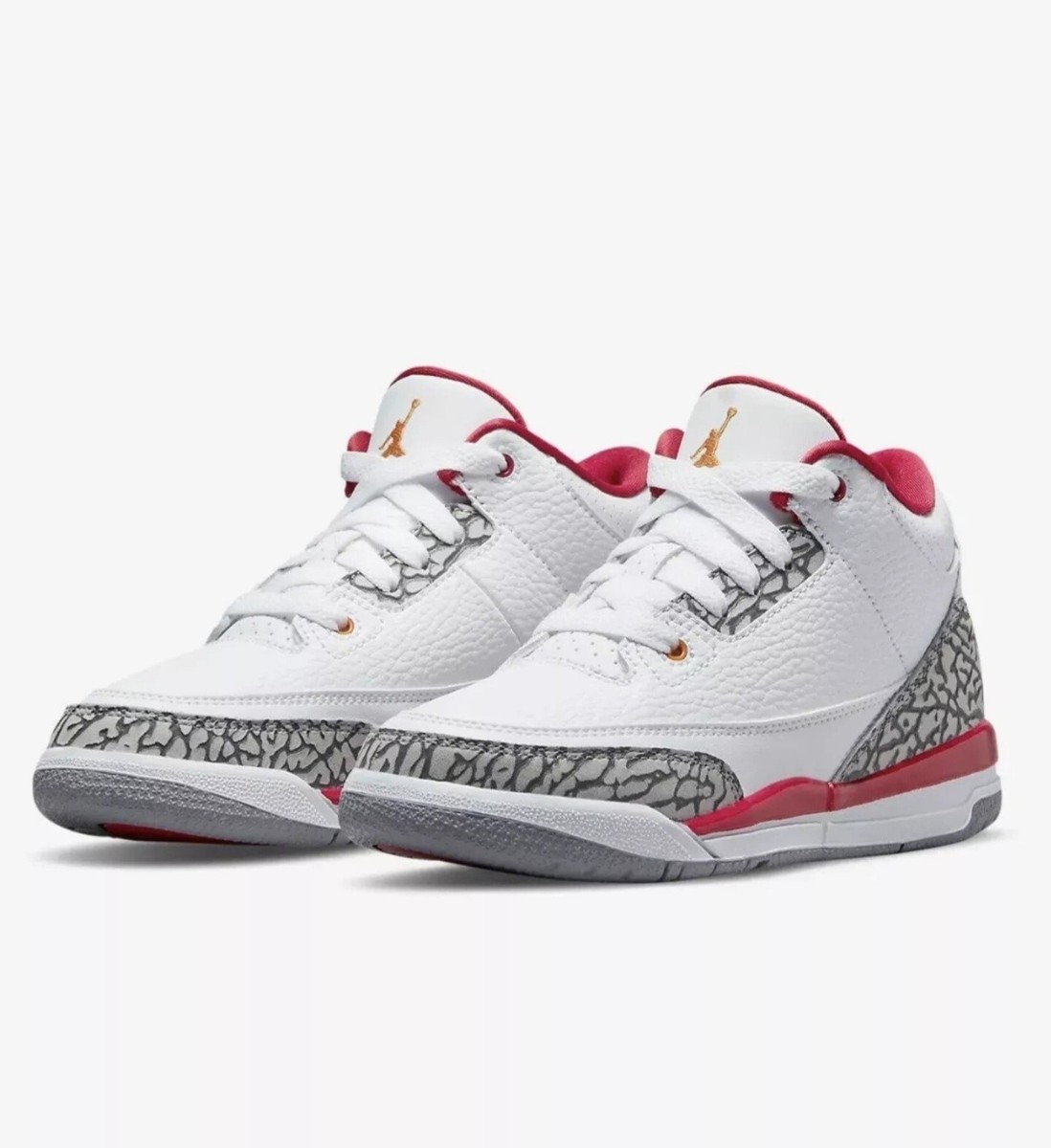 NEW NIKE JORDAN 3 RETRO (PS) CARDINAL RED WHITE-LIGHT CURRY