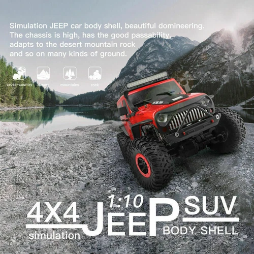 RC Car 2.4G 1：10 4WD Jeep Car Brushed Remote Control Off-road Car Toys Gift - Bild 6 von 10