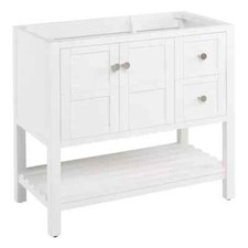 SIGNATURE HARDWARE 36" OLSEN CONSOLE VANITY- SOFT WHITE- BN HARDWARE NO T,,,,,,,