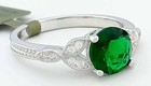 LAB  1.60 Cts EMERALD & WHITE SAPPHIRE RING 14K WHITE GOLD PLATED - New with Tag — photo 4