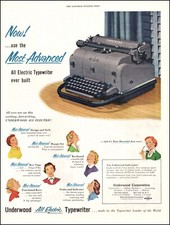 1953 vintage AD UNDERWOOD All Electric Typewriter Most Advanced Ever Built101023 thumbnail