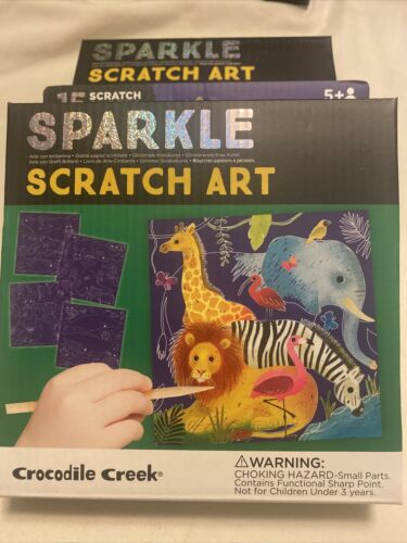 Crocodile Creek Zoo/Animal Scratch Art 15 Sheet Set. New Lot Of Two - Picture 1 of 2