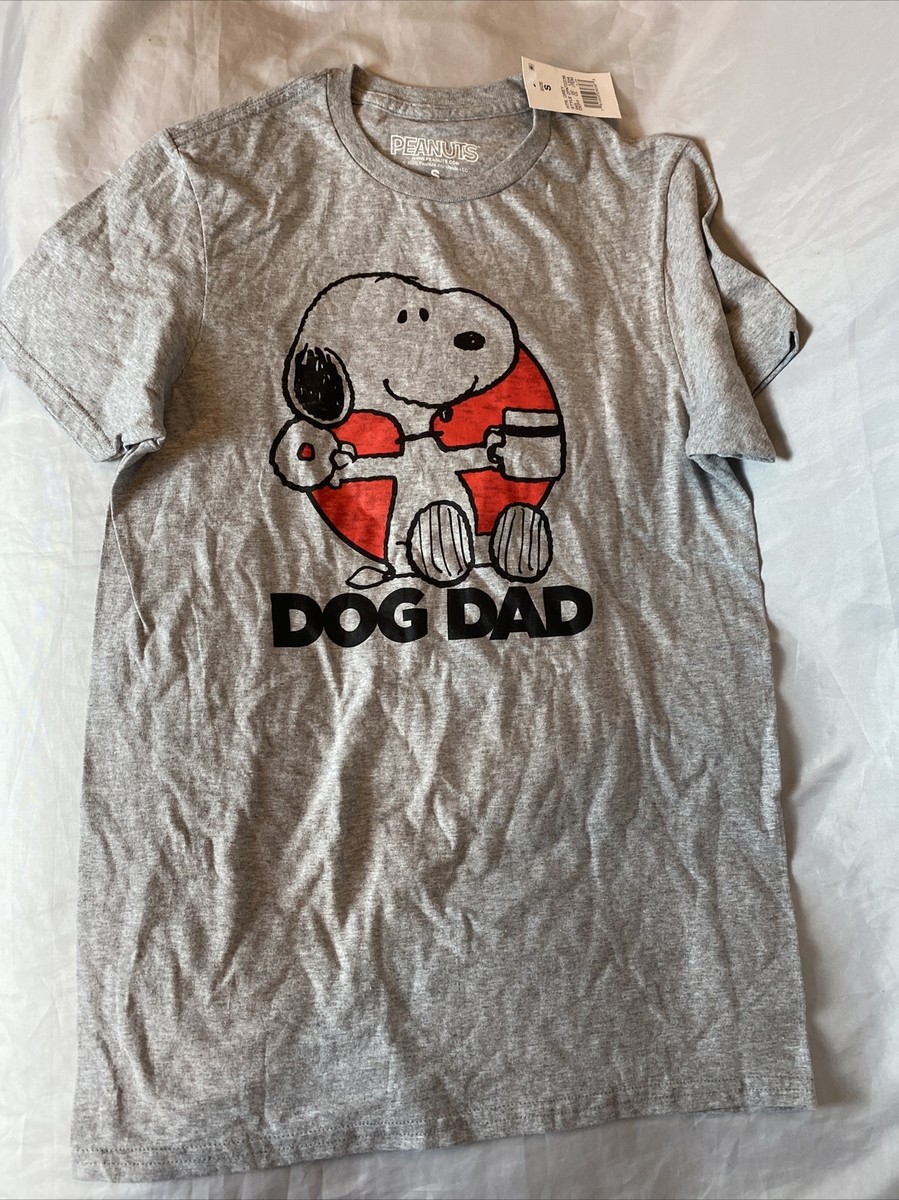 New Men's Peanuts Snoopy Dog Dad T-Shirt Size S Gray