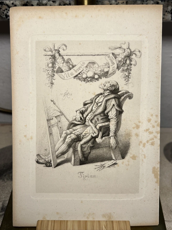 Tizian Antiquarisch Kunstdruck 1876 Stahlstich Radierung Galerie Gemälde - Bild 1 von 4