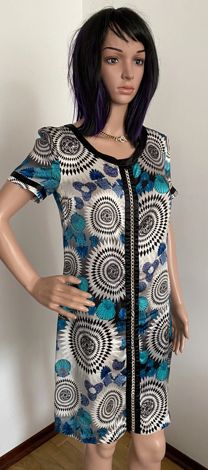 ABITO VERSACE JEANS SETA AUTENTICO MADE IN ITALY NUOVO $625 Taglia:8 ❤️