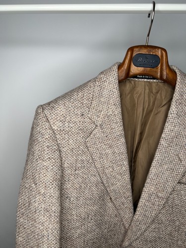 Harris Tweed St Michael Beige Pure Scottish Wool Melange Blazer Jacket Size 40 - Picture 3 of 18