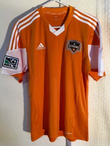 Camiseta deportiva auténtica de Adidas MLS Houston Dynamo Team naranja con cuello blanco talla M - Imagen 1 de 1