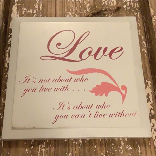 Wood Plaque Sign "Love" Inspiration Gift Desk Accessory, Valentines - Picture 2 of 3