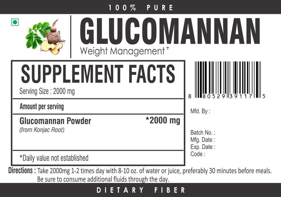 Glucomannan Konjac Fibre Powder Appetite Suppressant Diet Weight Loss Fat Burner - Bild 3 von 3