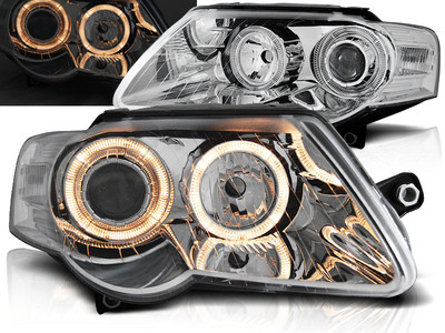 Scheinwerfer Angel Eyes für VW Passat 3C B6 Bj. 2005-2010 Chrom