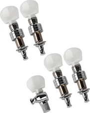 Professional 5-String Banjo Friction Tuning Pegs Chrome w/ White ABS Buttons